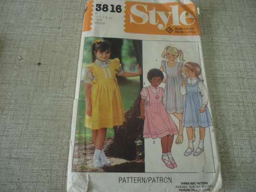 STYLE PATTERNS 3816 GIRL'S DRESS  SIZE 4 + 5 + 6  COMPLETE & UNCUT