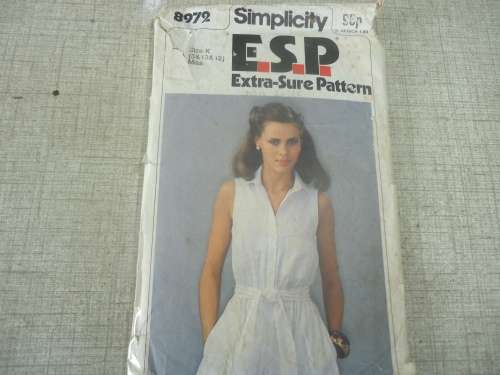 SIMPLICITY PATTERNS 8972 DRESS SIZE K =  8 + 10 + 12 - MISSING POCKET