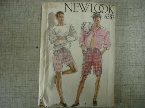 NEW LOOK PATTERNS 6387 -5 SIZES IN ONE MEN'S SHORTS SIZES 30 - 38 -COMPLETE