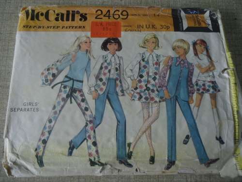VINTAGE McCALL'S  PATTERNS  2469 GIRLS SEPARATES SIZE GIRL'S 14 SEE DESCRIPTION