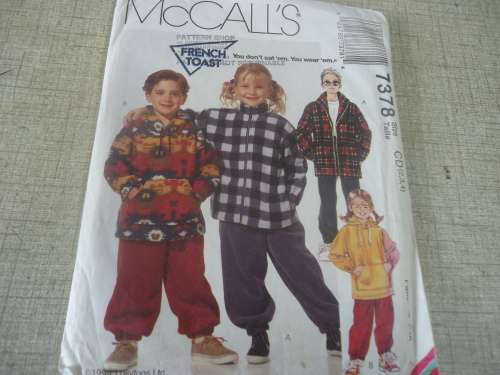 McCALL'S  PATTERNS  7378 BOY'S +GIRLS HOODIE, JACKET & PULL-ON PANTS SIZE 2 + 3 + 4 COMPLETE & UNCUT