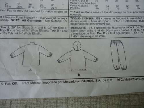 McCALL'S  PATTERNS  7378 BOY'S +GIRLS HOODIE, JACKET & PULL-ON PANTS SIZE 2 + 3 + 4 COMPLETE & UNCUT