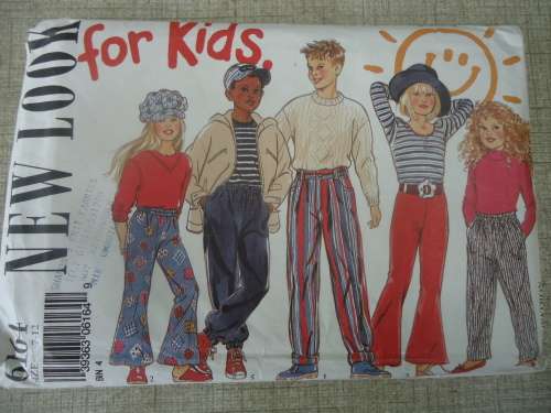NEW LOOK PATTERNS 6164-6 SIZES IN ONE KIDS PANTS SIZES 7 - 12 YEARS -COMPLETE & UNCUT