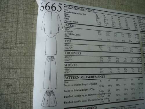 NEW LOOK PATTERNS 6665-6 SIZES IN ONE- TOP,PANTS+SHORT SIZES 8 - 18 - COMPLETE