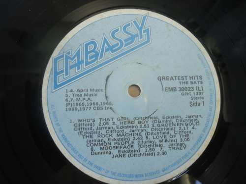 THE BATS - GREATEST HITS - 1977 EMBASSY STEREO LP #EM30023 (L)