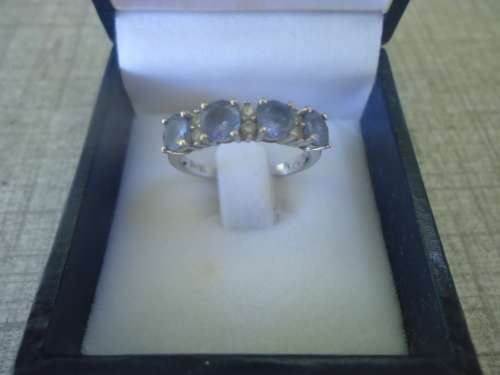 18CT WHTE GOLD 1.35 ct GENUINE FLAWLESS TANZANITE & DIAMOND ETERNITY ENGAGEMENT RING