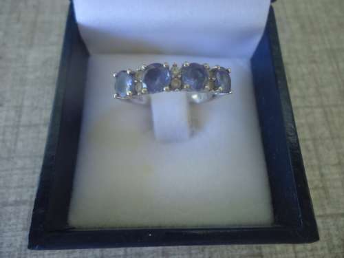 18CT WHTE GOLD 1.35 ct GENUINE FLAWLESS TANZANITE & DIAMOND ETERNITY ENGAGEMENT RING