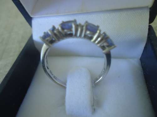 18CT WHTE GOLD 1.35 ct GENUINE FLAWLESS TANZANITE & DIAMOND ETERNITY ENGAGEMENT RING