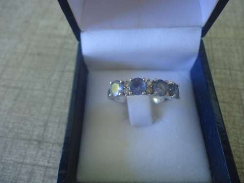 18CT WHTE GOLD 1.35 ct GENUINE FLAWLESS TANZANITE & DIAMOND ETERNITY ENGAGEMENT RING