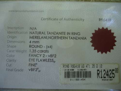 18CT WHTE GOLD 1.35 ct GENUINE FLAWLESS TANZANITE & DIAMOND ETERNITY ENGAGEMENT RING