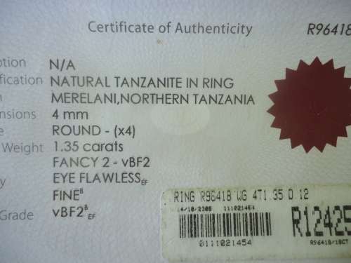 18CT WHTE GOLD 1.35 ct GENUINE FLAWLESS TANZANITE & DIAMOND ETERNITY ENGAGEMENT RING