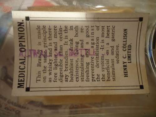 RARE - COLLISON'S COMMANDO 1815 BRANDY - CAPE COLONY"NIP BOTTLE" FLASK - STAMPED ALIWAL ST BOTTLE