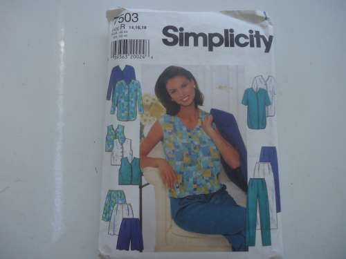 SIMPLICITY PATTERNS  BLOUSE/SKIRT/PANTS 7503 SIZE R  14 + 16 + 18 -  COMPLETE