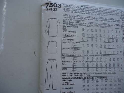 SIMPLICITY PATTERNS  BLOUSE/SKIRT/PANTS 7503 SIZE R  14 + 16 + 18 -  COMPLETE
