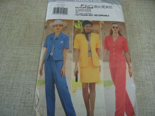 BUTTERICK PATTERNS 4007 PANTS+SKIRT+SHORT SLEEVE JACKET/TOP SIZES 12+14+16 NO SEWING INSTRUCTIONS