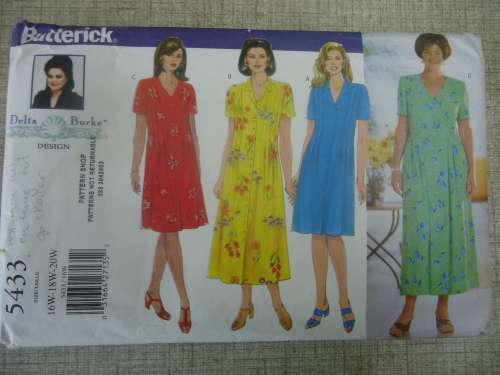 BUTTERICK PATTERNS 5433 DRESS  SIZES 16W + 18W + 20W COMPLETE