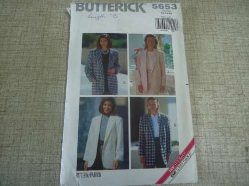 BUTTERICK PATTERNS 5653 JACKET SIZES 12 + 14 + 16 COMPLETE