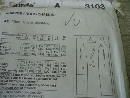 BURDA PATTERNS 3103 PINAFORE DRESS SIZES 8 - 18  COMPLETE & UNCUT