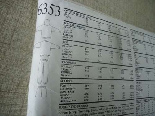 NEW LOOK PATTERNS 6353 MEN'S HOODIE/SWEATSHIRT/SHORTS & PANTS SIZES 36 - 44 MISSING POCKET