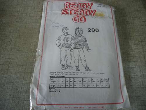 READY-STEADY-GO PATTERN-NUMBER 200 DROPPED  SHOULDER TRACKSUITS - AGE 12 - COMPLETE