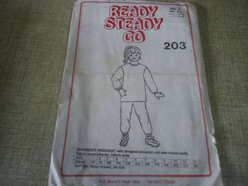 READY-STEADY-GO PATTERN-NUMBER 203 OVERSIZED TRACKSUITS - AGE 2 - COMPLETE