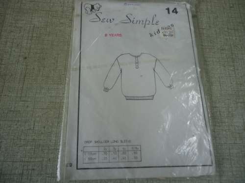 SEW SIMPLE PATTERNS 14 Drop Shoulder Long Sleeve SIZE 2 years - COMPLETE