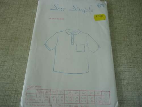 SEW SIMPLE PATTERNS 63 Golf Shirt SIZES 36" 92 cm COMPLETE