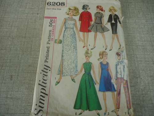 SIMPLICITY PATTERNS 6280 BARBIE DOLL SIZE FASHIONS  - COMPLETE