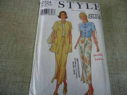 STYLE PATTERNS 2724 SKIRT/TOP SIZEA = 10 - 22  -COMPLETE & UNCUT