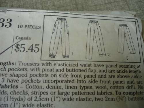 STYLE PATTERNS 4283  CASUAL PANTS SIZEO = 14 + 14 + 16 COMPLETE