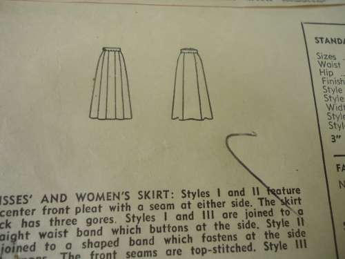 VINTAGE SIMPLICITY PATTERNS 2349 SKIRT - SIZE WAIST  28" HIP 37" COMPLETE