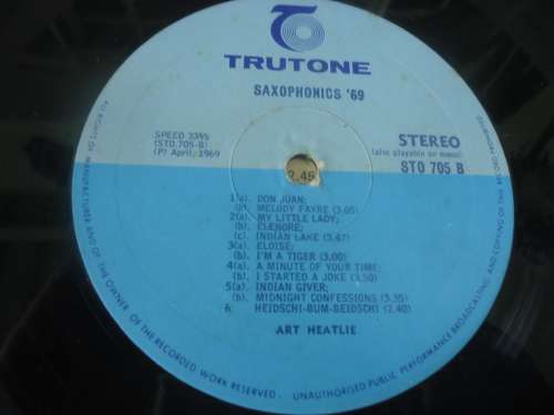 SOUTH AFRICAN  ART HEATLIE  "SAXOPHONICS "1969 TRUTONE STEREO GATEFOLD LP