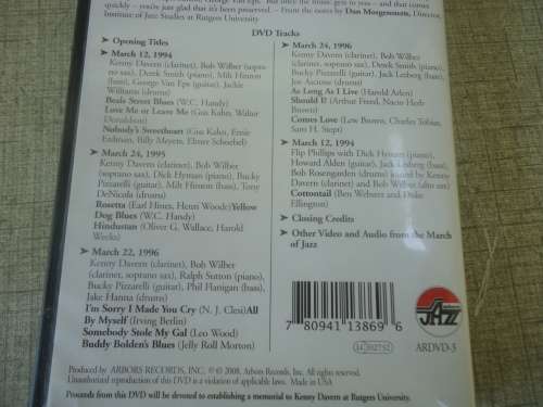 THE KENNY DAVERN & BOB WILBERR SUMMIT - THE MARCH OF JAZZ 1994 - 1996 -  DVD