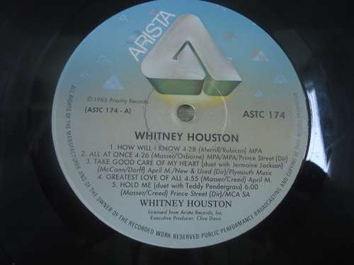 WHITNEY HOUSTON - SELF TITLED- 1985 ARISTA STEREO LP - SEE LISTING