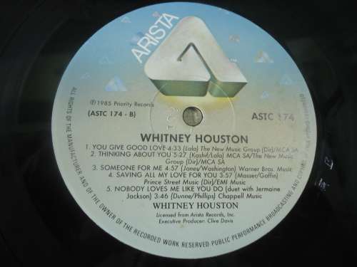 WHITNEY HOUSTON - SELF TITLED- 1985 ARISTA STEREO LP - SEE LISTING