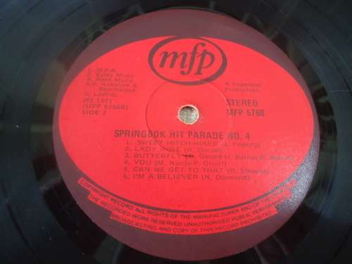 SPRINGBOK HIT PARADE NUMBER 4 - 1971 MFP STEREO LP