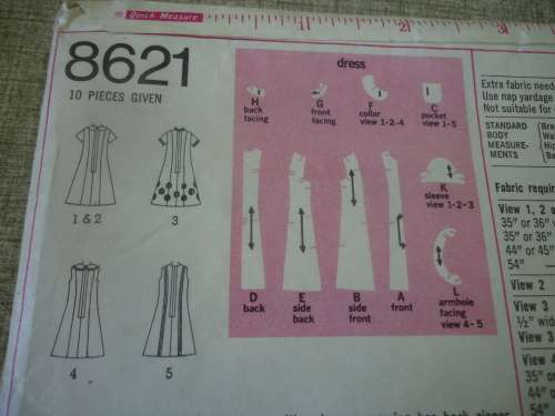 SIMPLICITY PATTERNS 8621 GIRLS DRESS GIRL SIZE 10 BREAST 28 1/2" COMPLETE