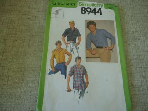 SIMPLICITY PATTERNS 8944  MENS SHIRT SIZE42" COMPLETE