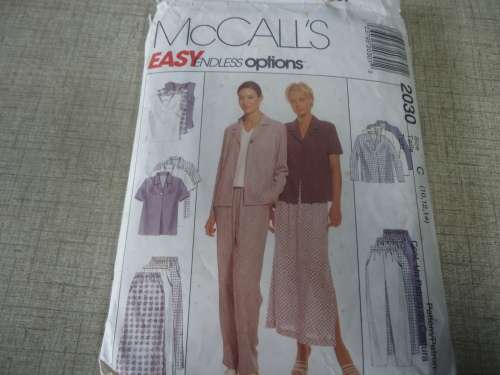 McCALL'S PATTERNS 2030 TOP/BLOUSE/SKIRT/JACKET/PANTS SIZE C = 10 + 12 + 14 SEE DESCRIPTION