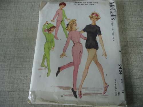 VINTAGE McCALL'S PATTERNS 2424 GIRLS Leotard and Tights GIRLS SIZE 14 COMPLETE & UNCUT