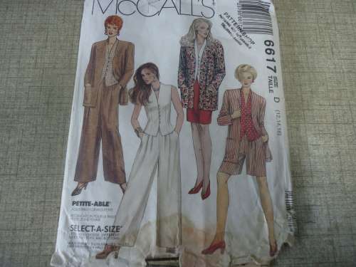 McCALL'S PATTERNS 6617 JACKET ONLY SIZE D =  12 + 14 + 16 SEE SESCRIPTION