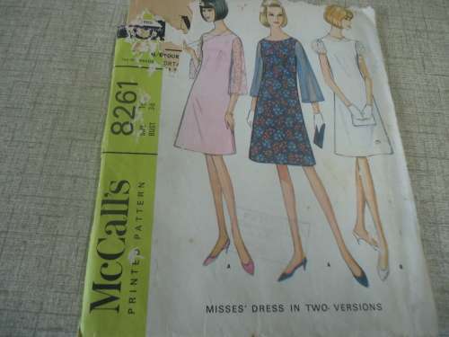RETRO McCALL'S PATTERNS 8261  DRESS SIZE 16 COMPLETE - WORN PK