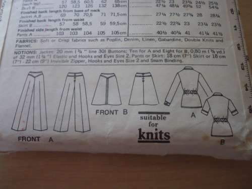 VOGUE PATTERNS - 8797 -PANTS/SKIRT/JACKET -  SIZES 14 BUST 36" SEE DESCRIPTION