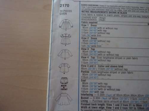 STYLE PATTERNS 2170 BABY OUTFITS SIZE 12 MONTHS  COMPLETE & UNCUT