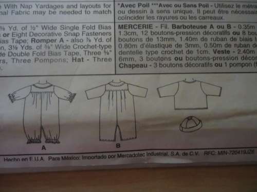 McCALL'S PATTERNS 9531 BABY WEAR  SIZE SMALL - X LARGE COMPLETE & UNCUT