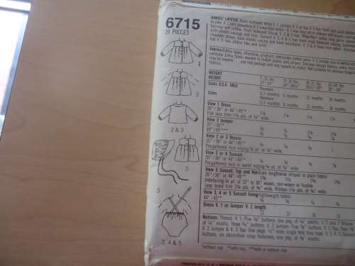 SIMPLICITY PATTERNS 6715 BABY OUTFITS SIZES NEWBORN - 18 MONTHS COMPLETE & UNCUT