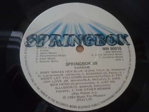 SPRINGBOK HIT PARADE VOLUME 59 - 1982 MFP STEREO LP