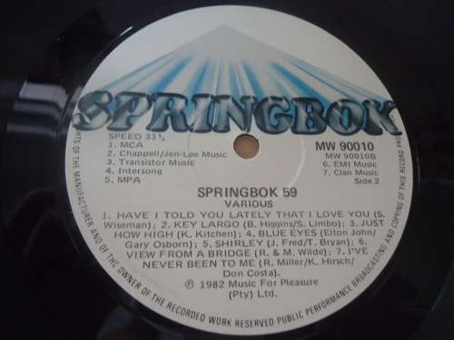 SPRINGBOK HIT PARADE VOLUME 59 - 1982 MFP STEREO LP