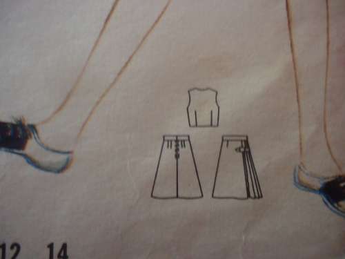 VINTAGE BUTTERICK PATTERN 4502 GIRL'S KILT & WAISTCOAT  SIZE GIRL 6 YEARS BREAST 24"- COMPLETE