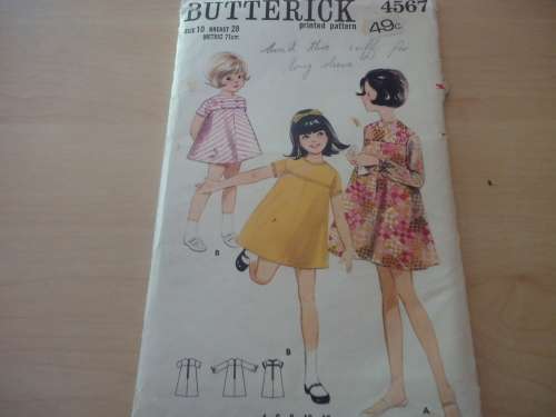 VINTAGE BUTTERICK  PATTERN 4567 GIRLS DRESS  SIZE 10  BREAST 28" COMPLETE